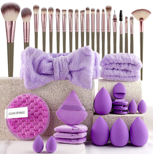 POWDER PUFF SET 40 PCS- PURPLE / MU-0024 - POWDER PUFF SET 40 PCS- PURPLE