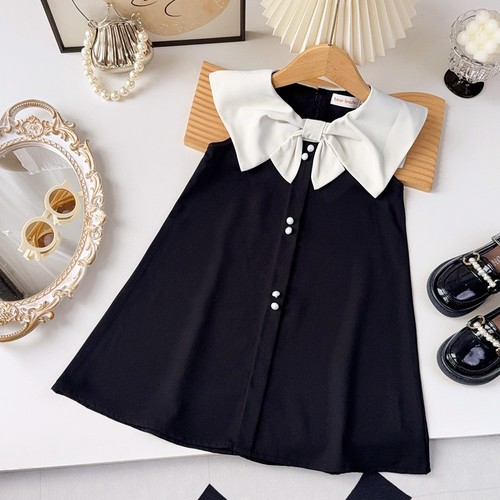 BOW COLLAR SLEEVELESS DRESS / BB-0231 - BOW COLLAR SLEEVELESS DRESS