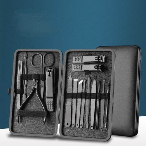 NAIL TOOLS SET 16- PIECES / MU-0040 - Stainless steel Color: Classic black