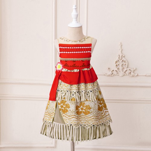 COLOR RED MOANA GIRLS COSTUME / BB-0235 - COLOR RED MOANA GIRLS COSTUME