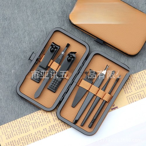 NAIL TOOLS SET- 7 PIECES / MU-0045 - Stainless steel nail tools Color: Cross-border supply-brown bag