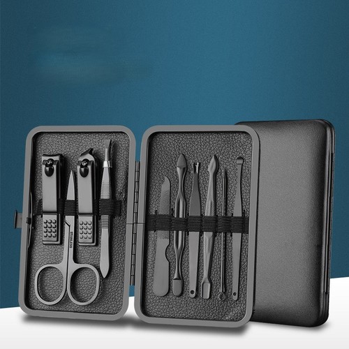 NAIL TOOLS SET- 10 PIECES / MU-0046 - Stainless steel nail tools Color: Secondary port - classic black