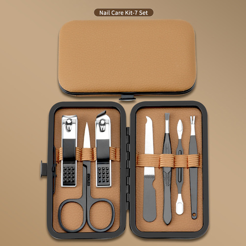 NAIL TOOLS SET- 7 PIECES / MU-0047 - Stainless steel nail tools Color: Semi-black