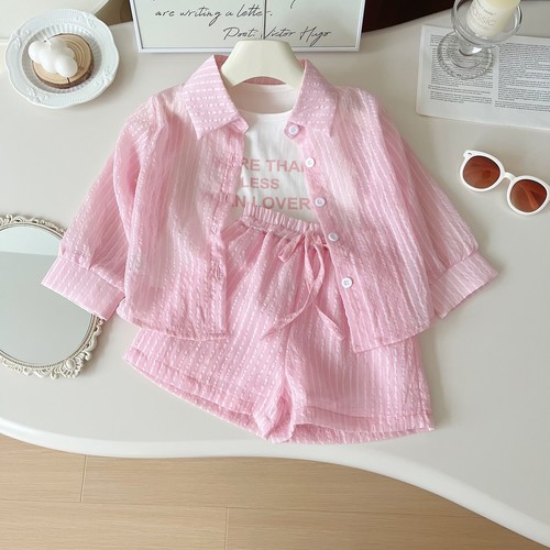 COLOR PINK THREE-PIECE SET NEW SUMMER STYLE CLOTHES / BB-0242 - COLOR PINK THREE-PIECE SET NEW SUMMER STYLE CLOTHES