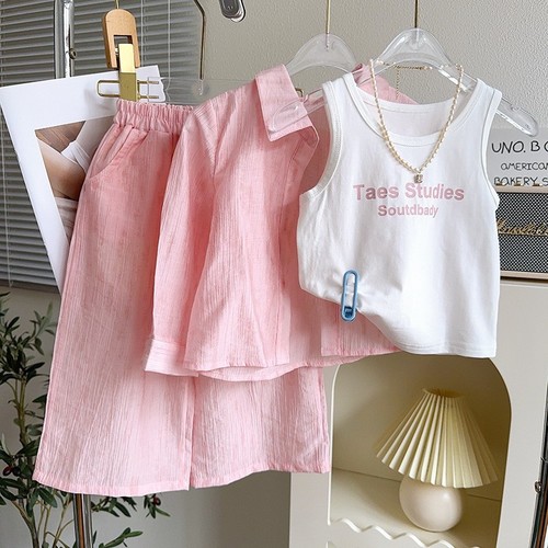 COLOR PINK THREE-PIECE SET NEW SUMMER STYLE CLOTHES / BB-0243 - COLOR PINK THREE-PIECE SET NEW SUMMER STYLE CLOTHES
