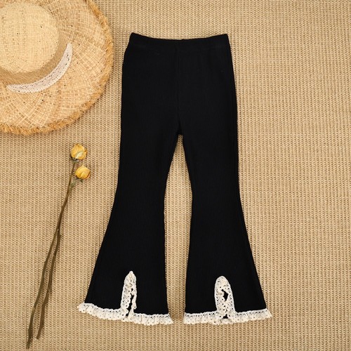 COLOR BLACK BELL-BOTTOM PANTS / BB-0246 - COLOR BLACK BELL-BOTTOM PANTS