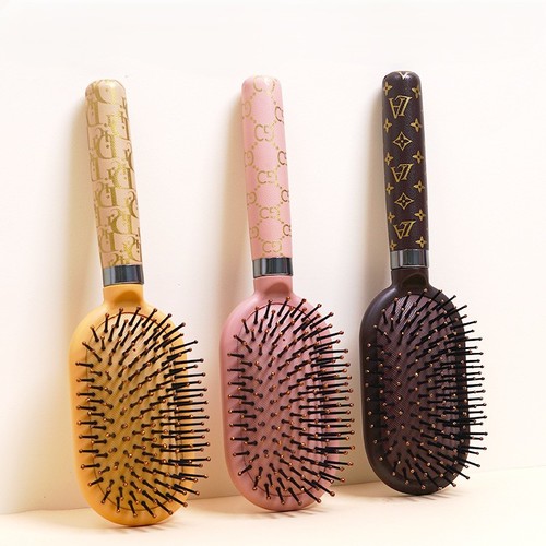 HAIR STRAIGHTENING COMB 3 PIECES / MU-0066 - LEATHER HANDLE AIR-BAG COMB COLOR: 2122 MIXED COLOR