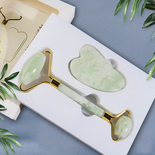 FACIAL JADE ROLLER SET / MU-0069 - JADE ROLLER + HEART-SHAPED JADE