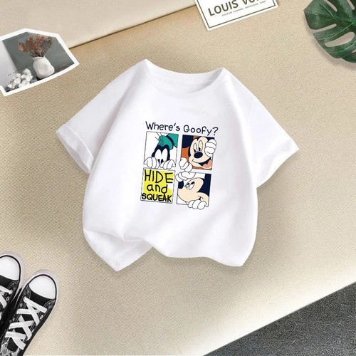 WHITE GRID MICKEY MOUSE SHORT SLEEVE T-SHIRT / BB-0034 - WHITE GRID MICKEY MOUSE SHORT SLEEVE T-SHIRT