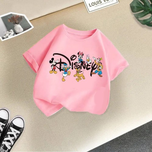 PINK MICKEY MOUSE PARADISE SHORT SLEEVE T-SHIRT COTTON / BB-0041 - PINK MICKEY MOUSE PARADISE SHORT SLEEVE T-SHIRT COTTON
