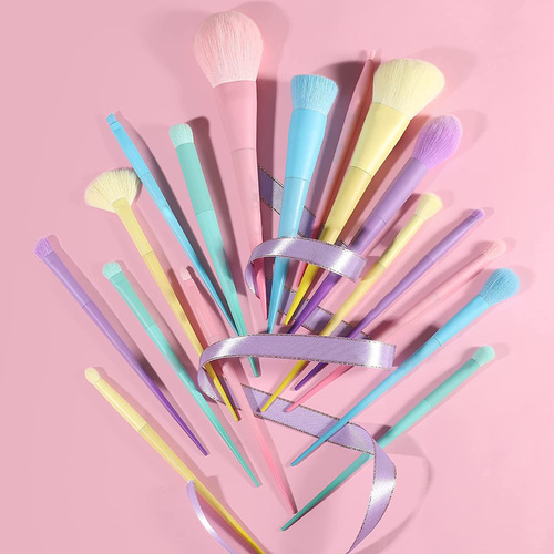 MAKEUP BRUSH SET 17 PIECES IN GIFT BOX / MU-0076 - CANDY-COLOR