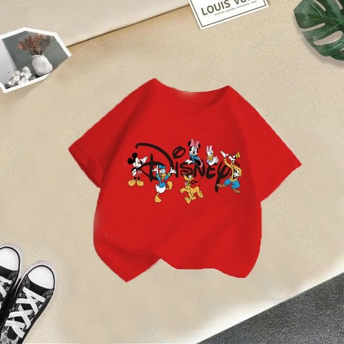 RED MICKEY MOUSE PARADISE SHORT SLEEVE T-SHIRT COTTON / BB-0046 - RED MICKEY MOUSE PARADISE SHORT SLEEVE T-SHIRT COTTON
