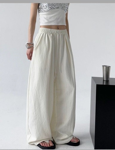 COLOR CREAM WIDE-LEG PANTS HIGH WAIST / GL-0078 - COLOR CREAM WIDE-LEG PANTS HIGH WAIST