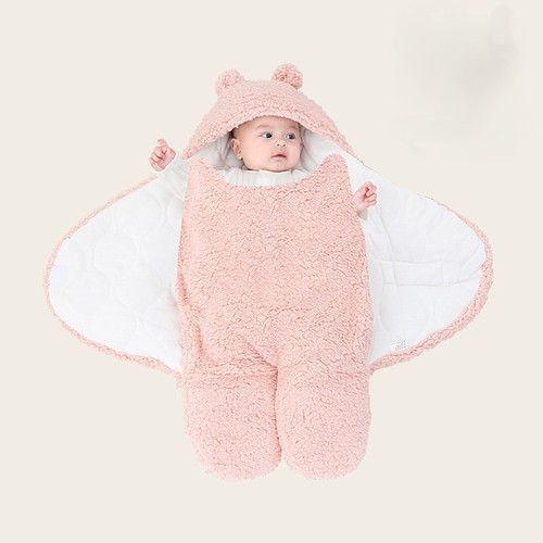 COLOR PINK WINTER THICKENED NEWBORN BABY BLANKET / BB-0047 - COLOR PINK 80-85CM WINTER THICKENED NEWBORN BABY BLANKET