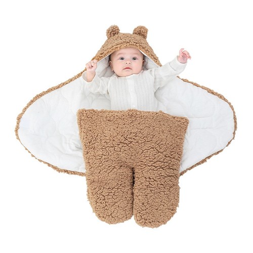 COLOR BROWN WINTER THICKENED NEWBORN BABY BLANKET / BB-0048 - COLOR BROWN SIZE 80-85CM WINTER THICKENED NEWBORN BABY BLANKET