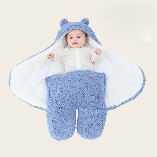 COLOR BLUE WINTER THICKENED NEWBORN BABY BLANKET / BB-0049 - COLOR BLUE SIZE 80-85CM WINTER THICKENED NEWBORN BABY BLANKET