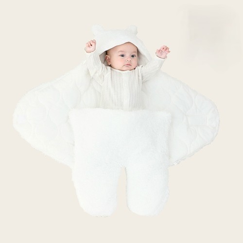 COLOR WHITE WINTER THICKENED NEWBORN BABY BLANKET / BB-0050 - COLOR WHITE SIZE 80-85CM WINTER THICKENED NEWBORN BABY BLANKET