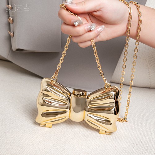 COLOR GOLD CROSSBODY BOW STYLE MINI PARTY BAG / WA-0073 - COLOR GOLD CROSSBODY BOW STYLE MINI PARTY BAG