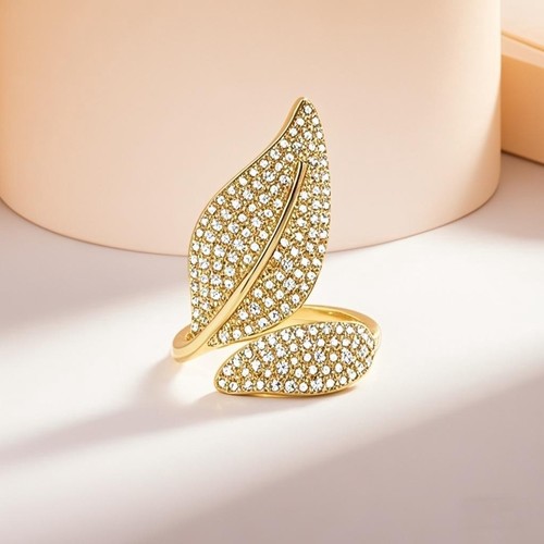 GOLD PLATED FLOWER LEAVES STYLE ADJUSTABLE RING / WA-0078 - GOLD PLATED FLOWER LEAVES STYLE ADJUSTABLE RING