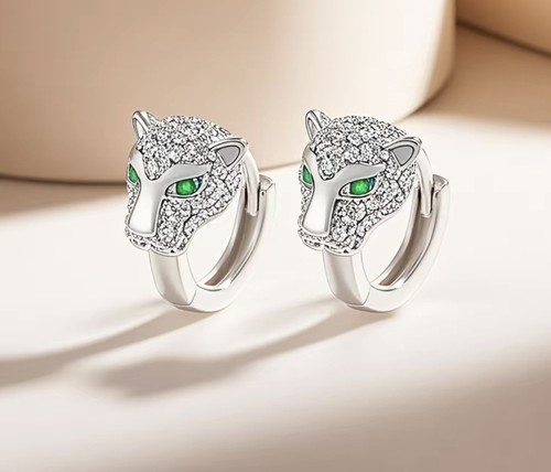 WHITE GOLD LEOPARD EARRINGS / WA-0079 - WHITE GOLD LEOPARD EARRINGS