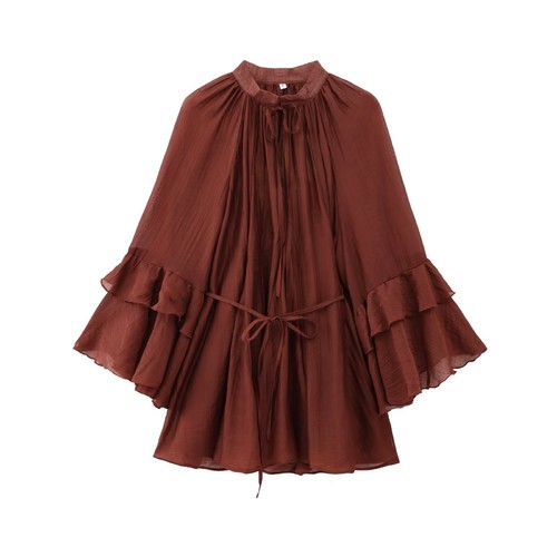 MAROON COLOR PLEATED LONG SLEEVED FOR WOMEN / WD-0147 - MAROON COLOR PLEATED LONG SLEEVED FOR WOMEN
