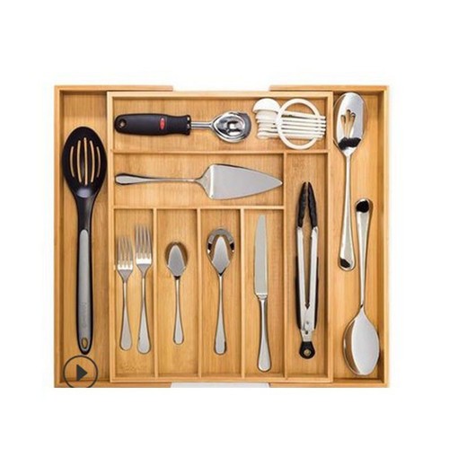 BAMBOO KITCHEN KNIFE STORAGE BOX / KN-0099 - BAMBOO COLOR SIZE 52x43x5CM 8 GRIDS KITCHEN KNIFE STORAGE BOX