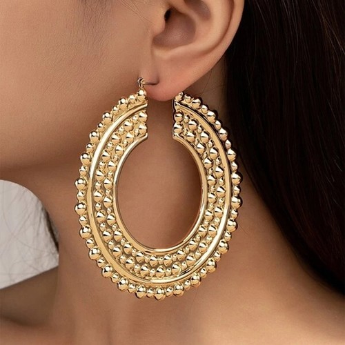 COLOR GOLD LARGE CIRCLE EARRINGS / WA-0083 - COLOR GOLD LARGE CIRCLE EARRINGS