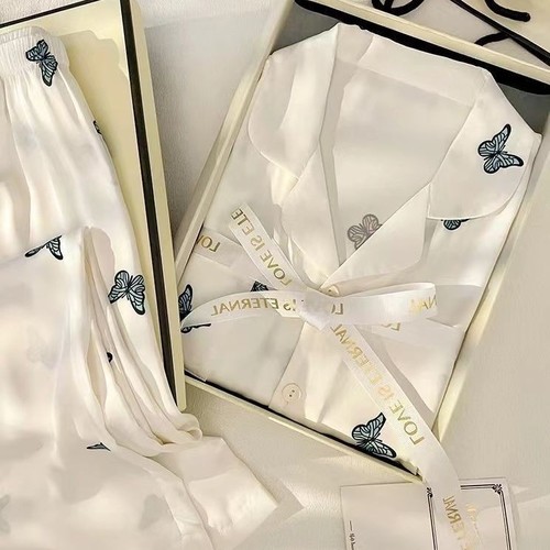 TWO PIECE SET SILK LONG SLEEVE AND PAJAMA / WD-0154 - TWO PIECE SET SILK LONG SLEEVE AND PAJAMA