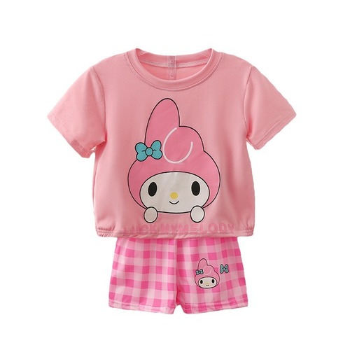 LOOSE SHIRT WITH PLAID SHORTS- SET / BB-0279 - Color : Pink Suitable for height : 110cm, 120cm, 130cm, 140cm