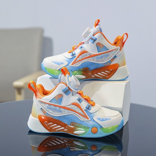 CHILDREN'S RUNNING AND SPORTS SHOES / GL-0089 - COLOR WHITE AND ORANGE CHILDREN'S RUNNING AND SPORTS SHOES
