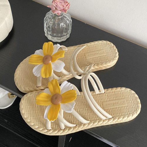 ETHNIC STYLE SANDALS / WS-0070 - Color : Off-white (yellow chrysanthemum) Size : 36-37, 38-39, 40-41