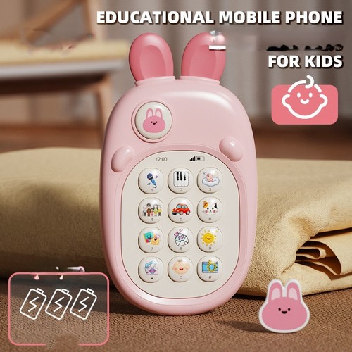 WITH BATTERY EDUCATIONAL BILINGUAL MOBILE PHONE FOR CHILDREN / TY-0004 - COLOR PINK RABBIT WITH BATTERY EDUCATIONAL BILINGUAL MOBILE PHONE FOR CHILDREN