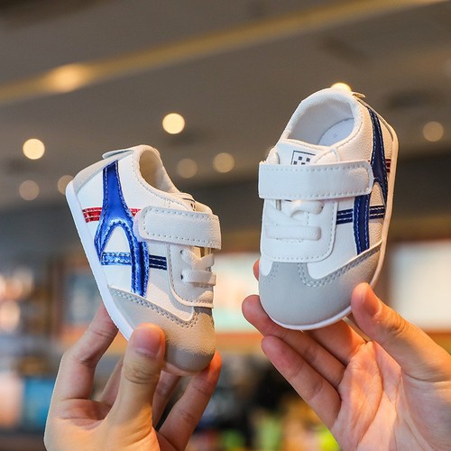 BABY SHOES / BB-0023 - COLOR BLUE AND GRAY BABY SHOES