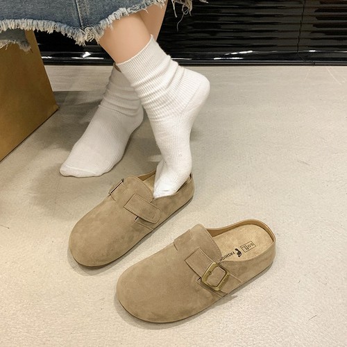 CLOSED-TOE HALF SLIPPERS / WS-0097 - Color : Khaki (actual picture is darker than this one) Size : 37, 38, 39, 40