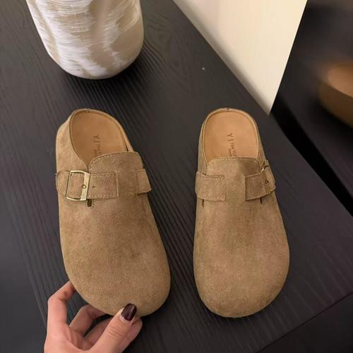 CLOSED-TOE HALF SLIPPERS / WS-0099 - Color : Khaki Size : 39, 40