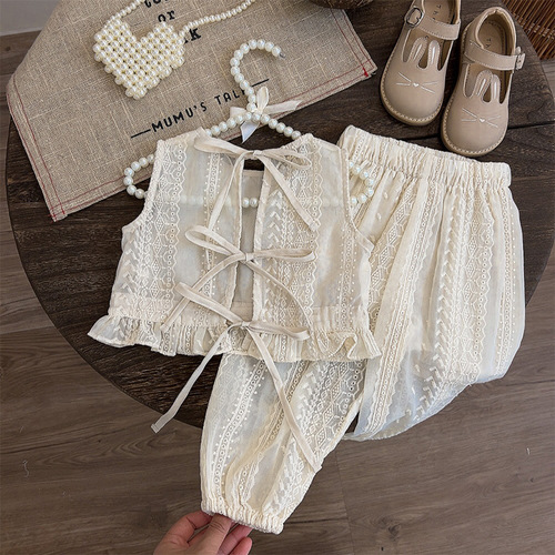 FOREST-STYLE VEST+PANTS SET / BB-0286 - Color : Apricot Suitable for height : 90cm, 100cm, 110cm