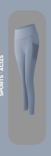 HIGH WAIST FITNESS PANTS FOR WOMEN / SF-0179 - COLOR MESH GRAY HIGH WAIST FITNESS PANTS FOR WOMEN WITH SIDE POCKET