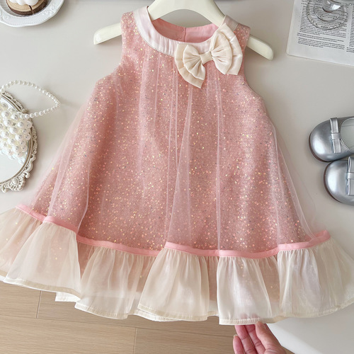SLEEVELESS PRINCESS DRESS / BB-0288 - Color : 24268 bow mesh Suitable height : 90cm, 100cm