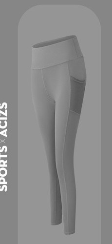 HIGH WAIST FITNESS PANTS FOR WOMEN / SF-0181 - COLOR SEA SAND GRAY HIGH WAIST FITNESS PANTS FOR WOMEN