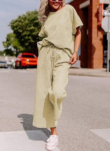 TWO PIECE LOOSE SUIT FOR WOMEN - WD-0184 - COLOR APRICOT TWO PIECE LOOSE SUIT FOR WOMEN