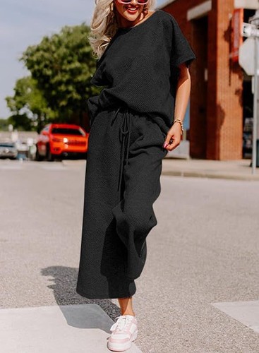 TWO PIECE LOOSE SUIT FOR WOMEN / WD-0185 - COLOR BLACK TWO PIECE LOOSE SUIT FOR WOMEN