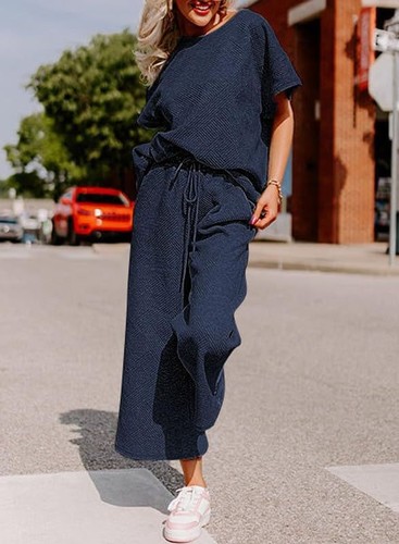 TWO PIECE LOOSE SUIT FOR WOMEN / WD-0186 - COLOR DARK BLUE TWO PIECE LOOSE SUIT FOR WOMEN