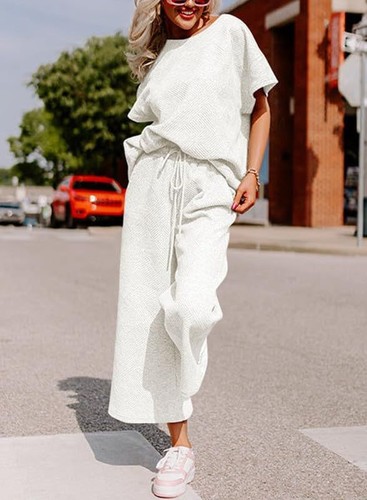 TWO PIECE LOOSE SUIT FOR WOMEN / WD-0187 - COLOR WHITE TWO PIECE LOOSE SUIT FOR WOMEN