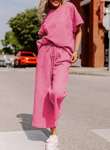 TWO PIECE LOOSE SUIT FOR WOMEN / WD-0188 - COLOR PINK TWO PIECE LOOSE SUIT FOR WOMEN