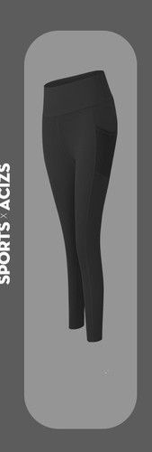 HIGH WAIST FITNESS PANTS FOR WOMEN / SF-0193 - COLOR BLACK WITH SIDE POCKET