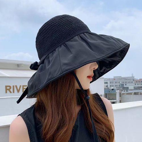 PLASTIC BOW SUN HAT / WA-0173 - Color : Black