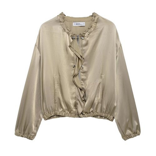 SATIN JACKET / WD-0210 - Color : Dark Khaki Size : M, L