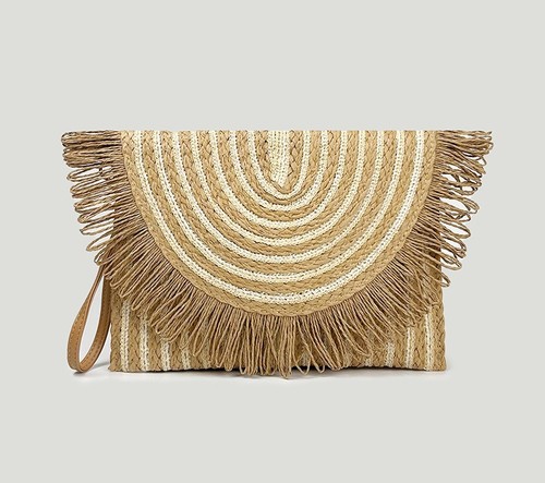 BRAIDED BAG / BG-0046 - Color : Khaki (with long chain and short handle) Size : 27*21cm