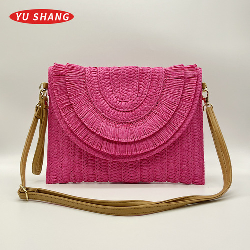 BRAIDED BAG / BG-0047 - Color : Style 5 Rose Red Size : 27*21cm