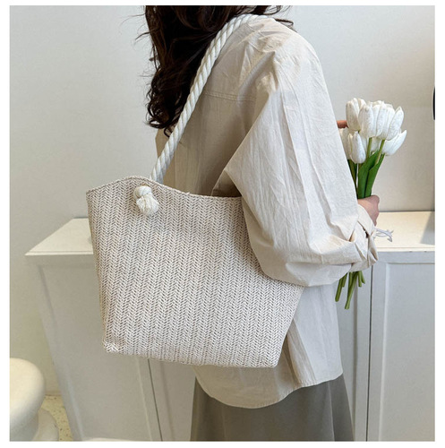 WOVEN SHOULDER BAG / BG-0049 - Color : Pure white
